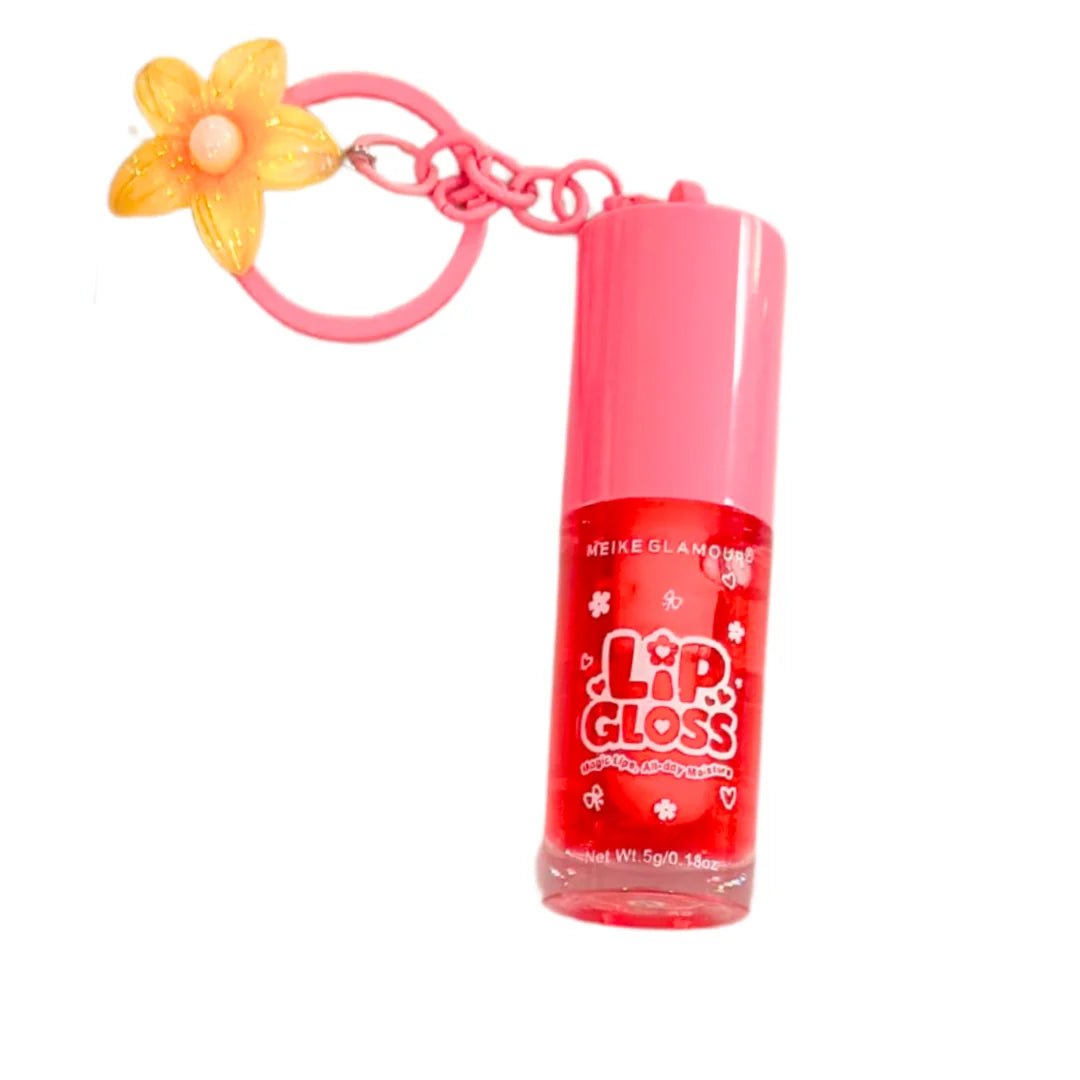 Lip Gloss with Flower Keychain