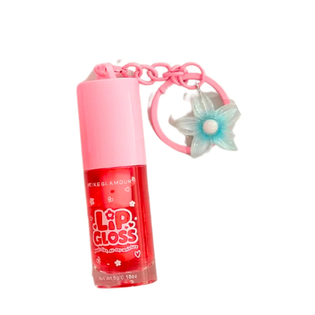 Lip Gloss with Flower Keychain