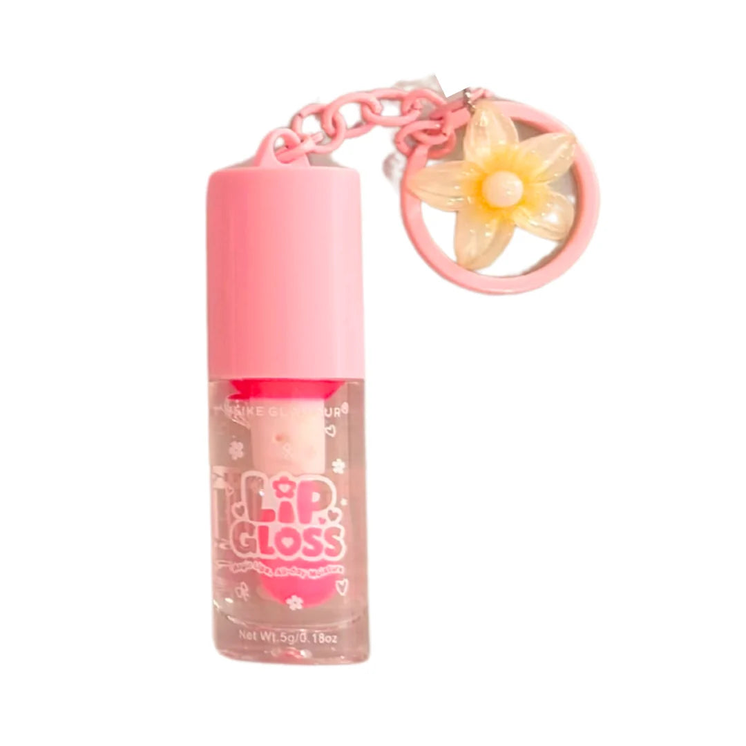 Lip Gloss with Flower Keychain